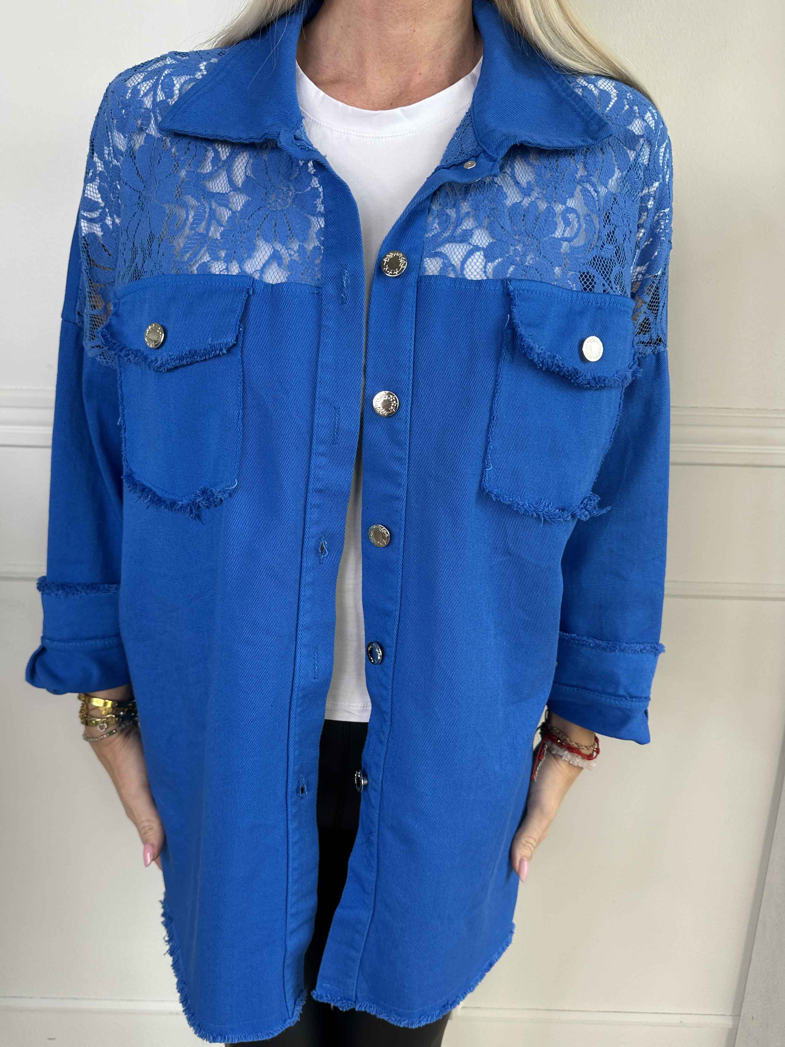 Scarlett - Jeansjacka med axlar av spets